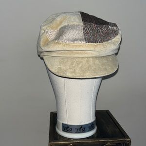 Tan Suede Multi Plaid Knit Hat Size OS